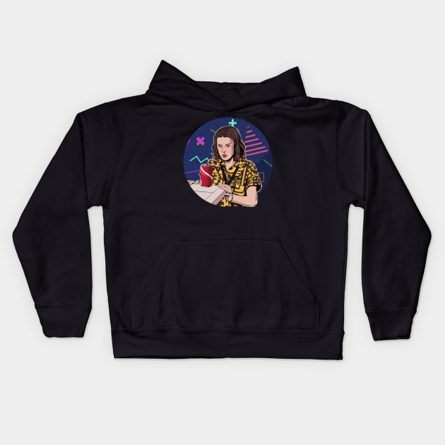 Eleven Stranger Things season 3 fanart Kids Hoodie by crisshasart